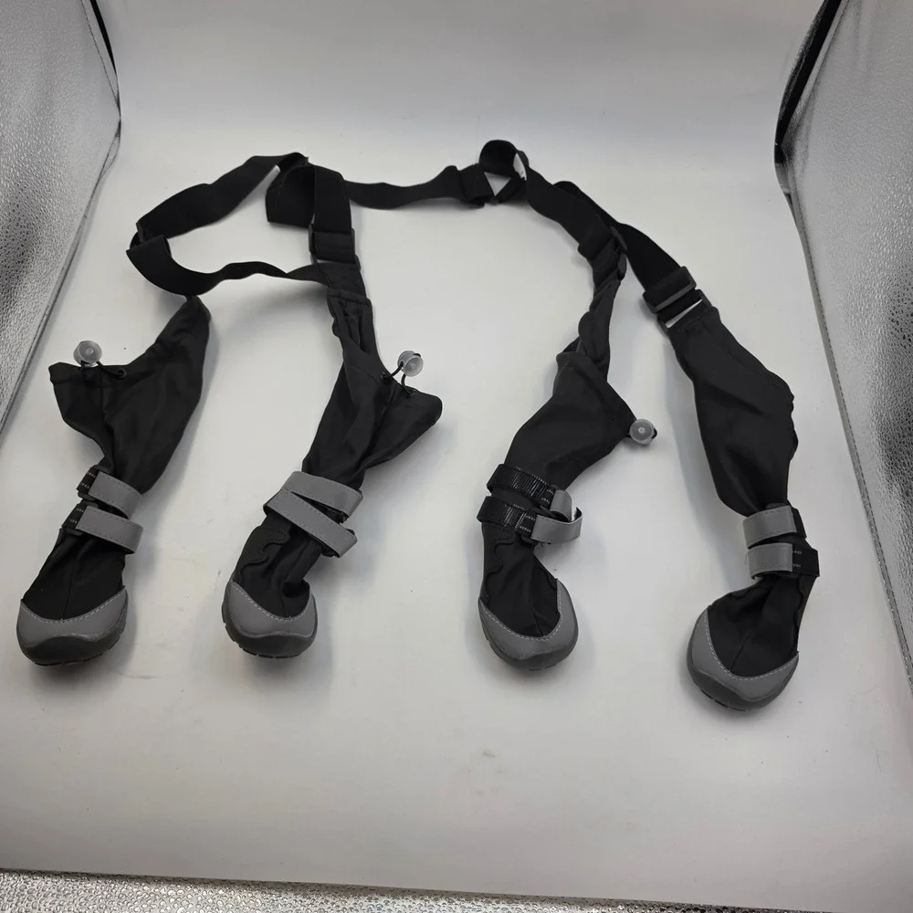 YINWANBB Dog Boots with Adjustable Suspenders Waterproof Anti-Slip Black XL O4
